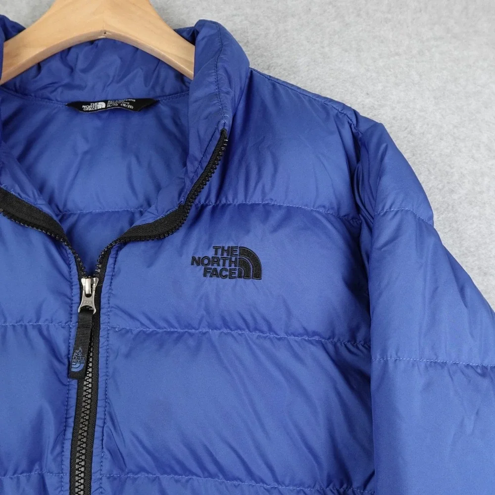 The North Face Puffer Jacket Boys XL Blue 550 Down Full Zip Outdoor Hike